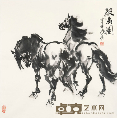 王一飛 駿馬圖 68×68cm