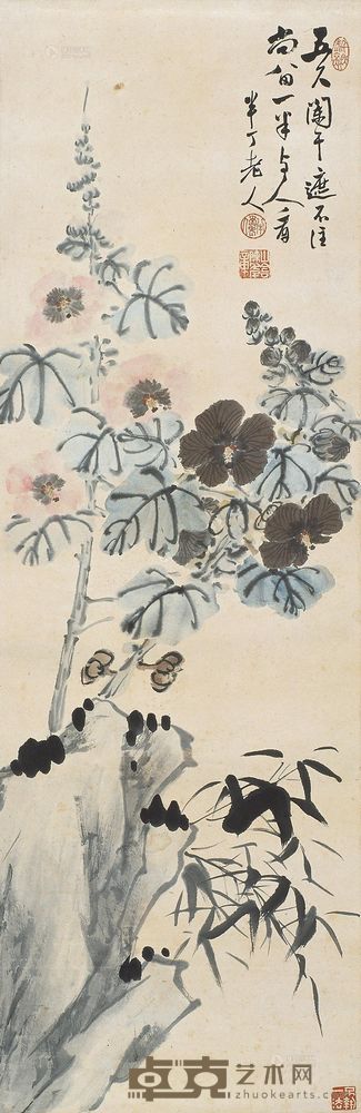 陈半丁 花卉 立轴 100.5×32.5cm