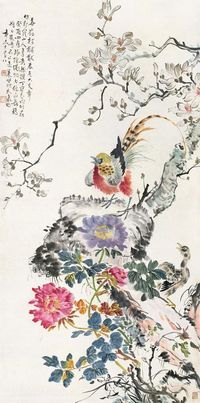 丁宝书 1933年作 花鸟 立轴