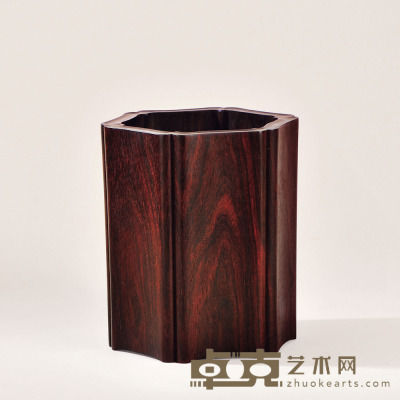 紫檀六角葵形笔筒 高15cm；直径13.4cm