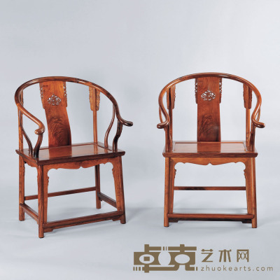 越南黄花梨圈椅 （一对） 椅面50×61×48cm；通高98cm