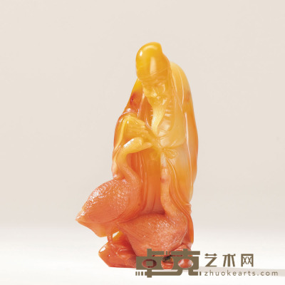 潘泗生作芙蓉石羲之爱鹅人物摆件 7.6×4.2×2.6cm