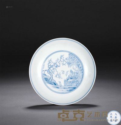 清雍正 青花福寿纹小盘 官窑 直径15.6cm