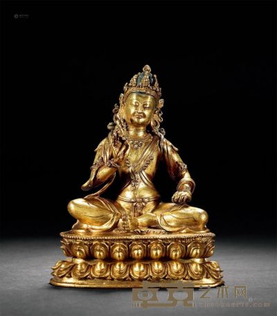 清早期 铜鎏金菩萨坐像 高13cm
