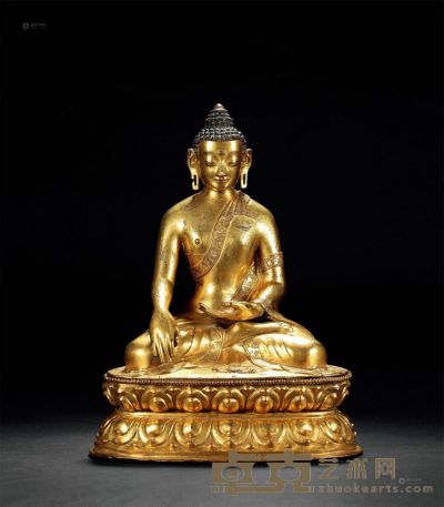 清中期 铜鎏金释迦牟尼坐像 高30.6cm