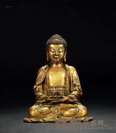 明 铜鎏金释迦牟尼佛坐像 高24.6cm