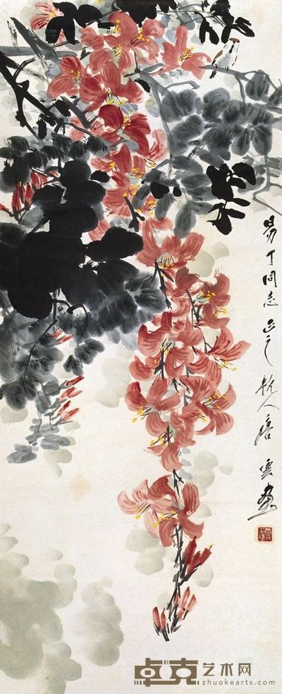 唐云 凌霄花 立轴 94.5×38.5cm