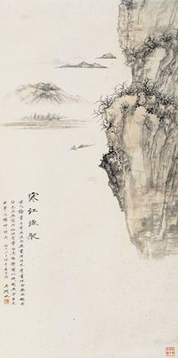 吴湖帆 1936年作 寒江渔艇 立轴