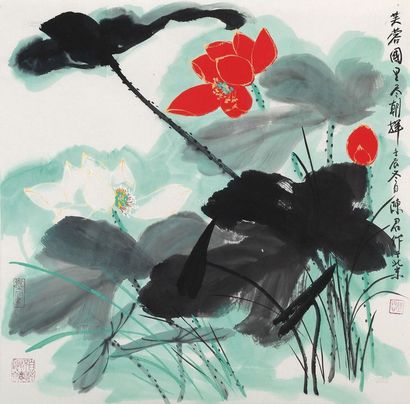 陈君 2012年作 芙蓉国里尽朝晖 镜心