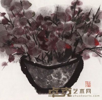 蒋山青 2007年作 瓶花 镜心 33×33cm