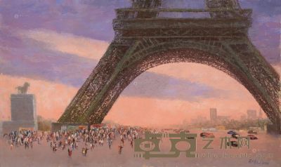 梁玉龙 2001年作 巴黎铁塔 90×150cm