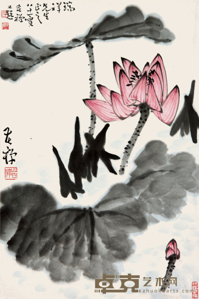 李苦禅《荷花》 169×45cm