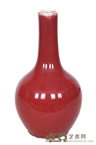 红釉天球瓶 高：21c m
