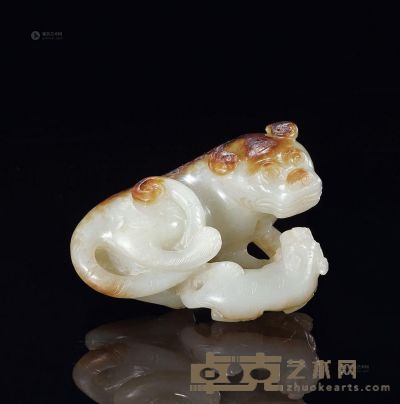 清中期 白玉虎坠 长6.5cm