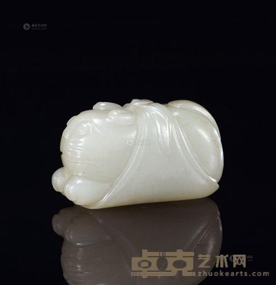 清中期 白玉包袱虎 长4.4cm