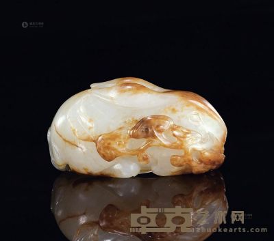 清中期 白玉洒金兔 长5.5cm