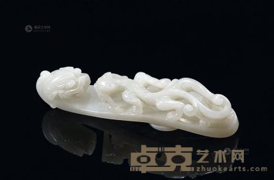 清中期 白玉螭龙纹带钩 长12.3cm