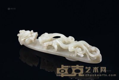 清中期 白玉螭龙纹带钩 长11.2cm
