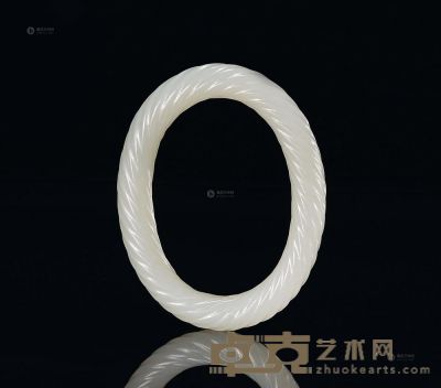 清中期 白玉绳纹贵妃镯 内径6.1cm