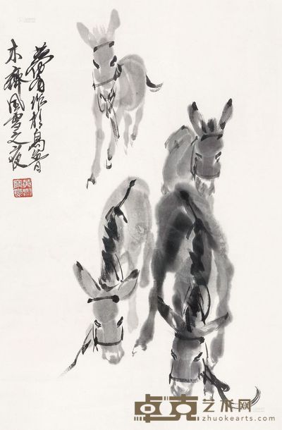 黄胄 墨驴图 镜心 68×44cm