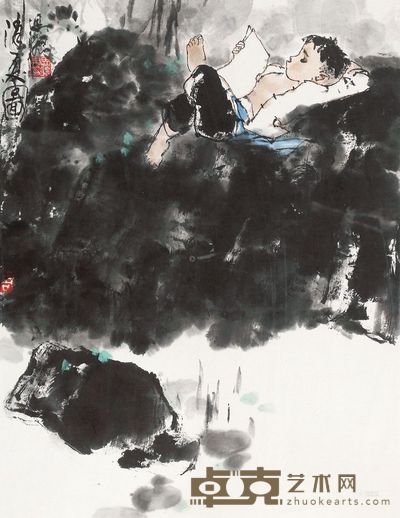 周思聪 消夏图 镜心 50×39cm