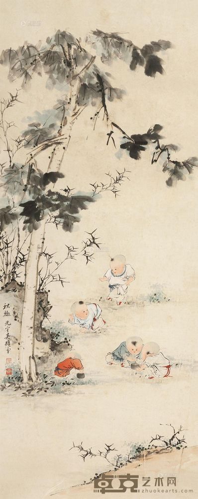 吴光宇 秋趣图 镜心 80×32cm