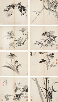 张若澄 1769年作 花卉 册页 （八开）