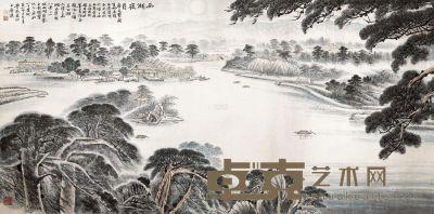 岑学恭 1984年作 西湖夜月 镜心 123×247cm