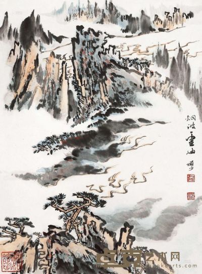 陆俨少 烟波云岫 镜心 44×32cm