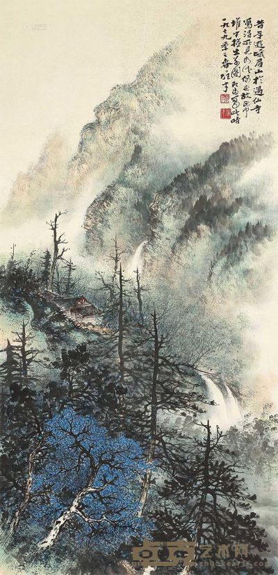 黎雄才 1979年作 峨眉山 立轴 119×57.5cm