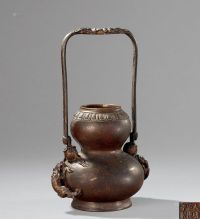 清中期 铜双狮戏球提梁壶