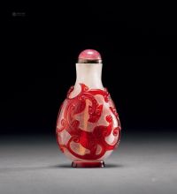 清中期 套红料螭龙纹烟壶