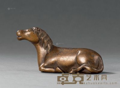 清中期 铜卧马 长9.3cm