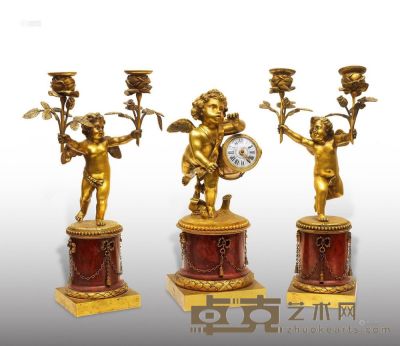 尤金·哈扎特 铜钟·烛台 铜钟15×15×32cm；烛台高35cm×2