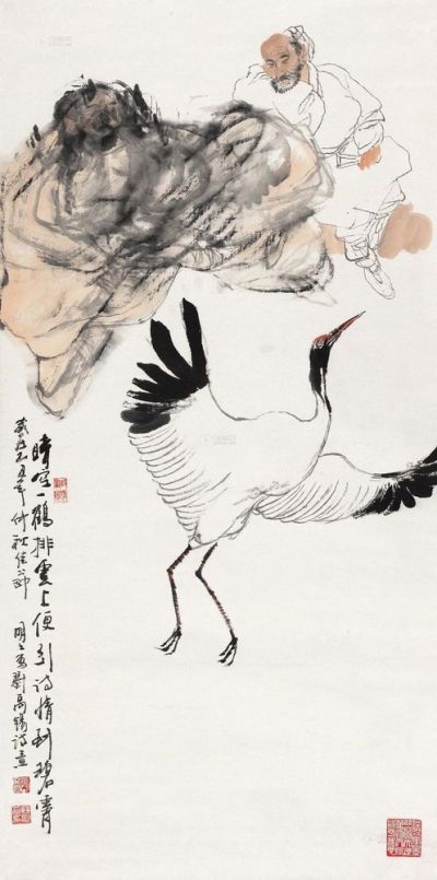 王明明 1985年作 刘禹锡诗意图 立轴