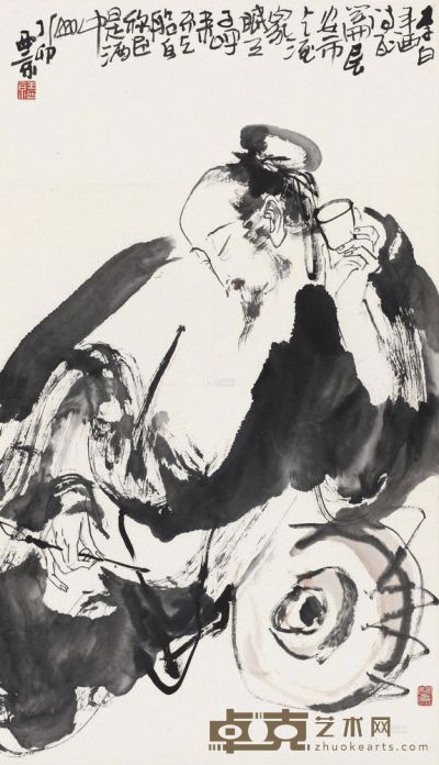 王西京 1987年作 李白斗酒图 镜心 82×47cm