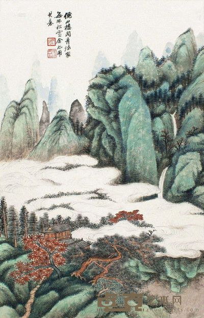 吴湖帆 仙山楼阁 镜片 44.5×28cm