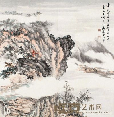 徐邦达 辛酉（1981）年作 云气江声 立轴 65×65cm