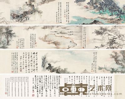 徐邦达 练川六景卷 手卷 画心333×20cm;跋文110×20cm