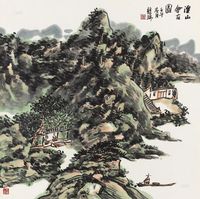 龙瑞 2002年作 溪山会友图 镜框