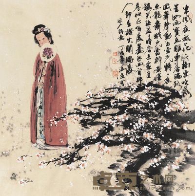 冯远 2007年作 宋人诗意 镜心 67×67cm