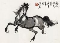 尹瘦石 1990年作 马 镜框