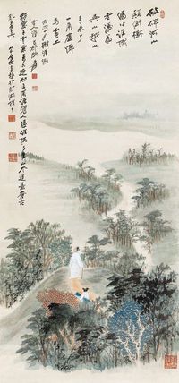 张大千 1946年作 仿石涛山水 立轴