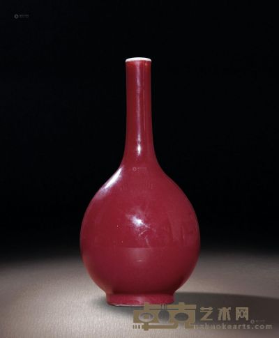 清康熙 宝石红胆瓶 高23.5cm