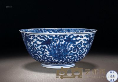 清康熙 青花缠枝莲纹碗 直径19cm