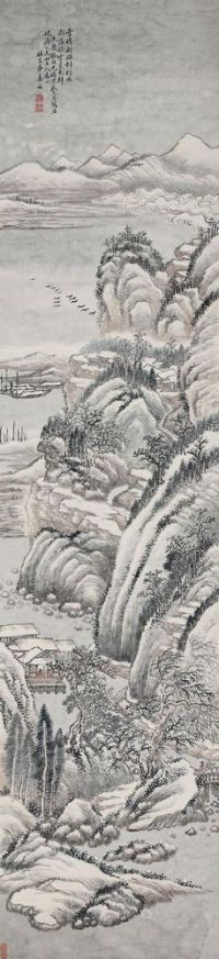姜筠 1904年作 雪景山水 立轴