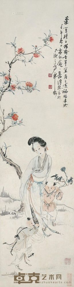 徐操 1942年作 莲笙桂子 立轴 119×31cm