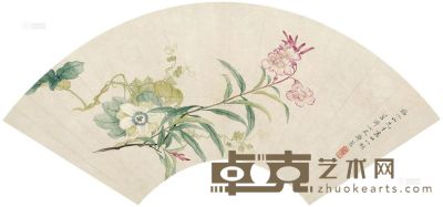 郑蕙 花卉 扇面 19×52cm