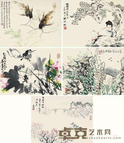 亚明 等 花鸟 山水 人物 镜心 尺寸不一