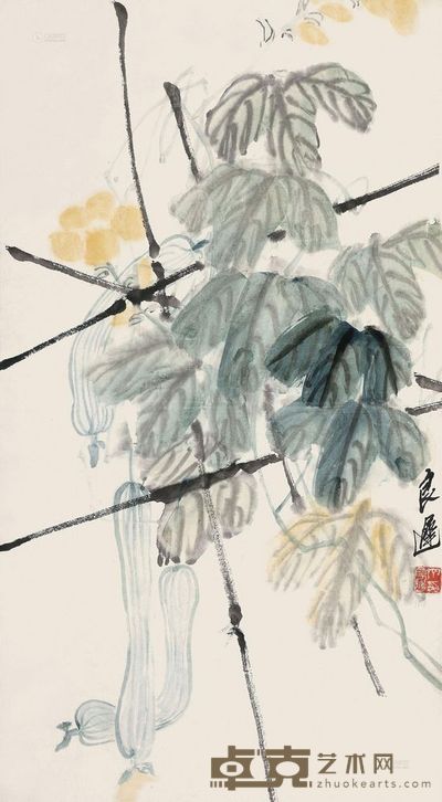 齐良迟 丝瓜 立轴 61×33cm